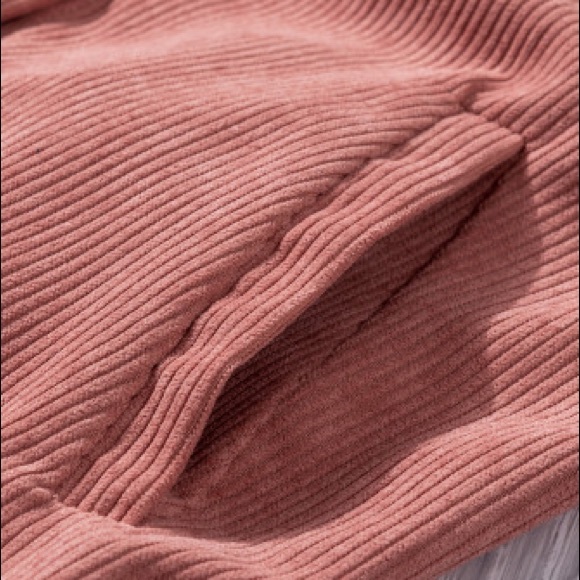 Pink Ribbed Corduroy Button Jacket Long Sleeve Shirt - Picture 3 of 4